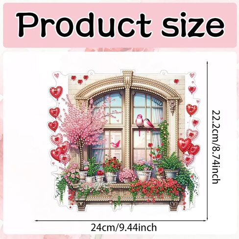 DoxQcs DIY Valentine’s Day Diamond Art Painting Wreath Kits Special Shape Rhinestone Window Pendants Hanging Home Garden Wall Double-Sided Pattern (Single Side Point Drill)-Wreath in Saudi Arabia
