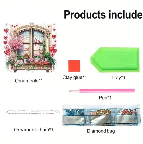 DoxQcs DIY Valentine’s Day Diamond Art Painting Wreath Kits Special Shape Rhinestone Window Pendants Hanging Home Garden Wall Double-Sided Pattern (Single Side Point Drill)-Wreath in Saudi Arabia