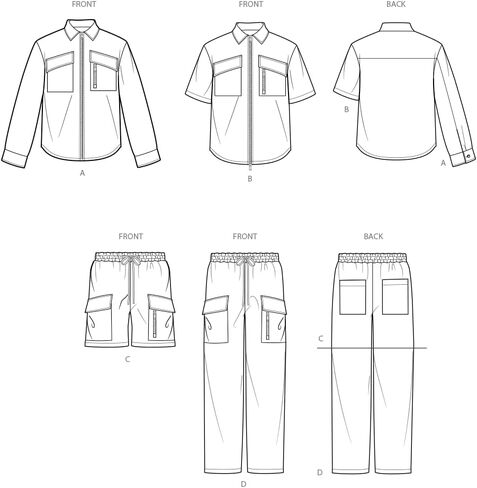 Simplicity SS3110AA Men's Relaxed Fit Shirts, Pull-on Shorts and Pull-on Pants Sewing Pattern Packet, Design Code S3110, Sizes 34-36-38-40-42 in Saudi Arabia