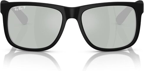 Ray-Ban RB4165 Justin Rectangular Sunglasses, Rubber Black/Clear, 55 mm in Saudi Arabia