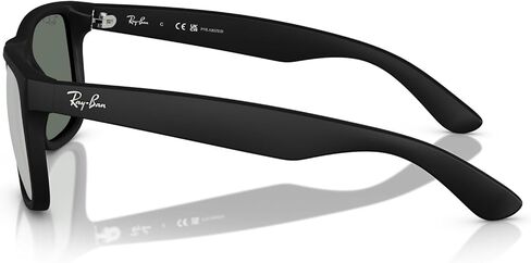 Ray-Ban RB4165 Justin Rectangular Sunglasses, Rubber Black/Clear, 55 mm in Saudi Arabia
