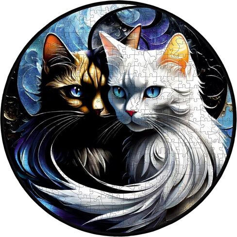 Wooden Puzzles for Adults, Unique Animal Shape YingYang Cats Wooden Jigsaw Puzzles, Extraordinary Gift for Friends and Family, Wood Puzzles Adult, Perfect for Birthday Gift, Wood Cut Puzzles (Small) in Saudi Arabia