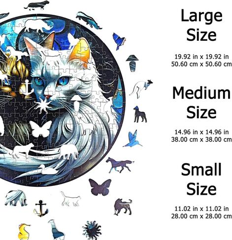 Wooden Puzzles for Adults, Unique Animal Shape YingYang Cats Wooden Jigsaw Puzzles, Extraordinary Gift for Friends and Family, Wood Puzzles Adult, Perfect for Birthday Gift, Wood Cut Puzzles (Small) in Saudi Arabia