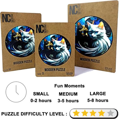 Wooden Puzzles for Adults, Unique Animal Shape YingYang Cats Wooden Jigsaw Puzzles, Extraordinary Gift for Friends and Family, Wood Puzzles Adult, Perfect for Birthday Gift, Wood Cut Puzzles (Small) in Saudi Arabia