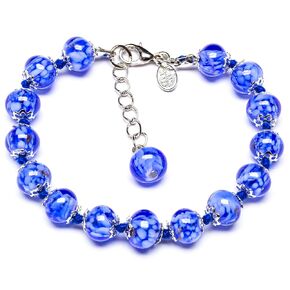 Authentic Murano Glass Bracelet Handmade In Italy Aventurine Glass Beads Hand Blown Glass