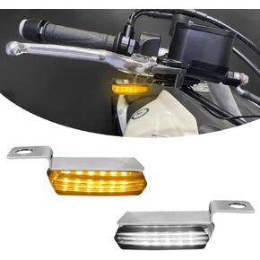 Handlebar LED Turn Signals Sequential Mini Motorcycle Blinkers Front Light Universal Compatible with Harley Sportster Dyna Honda Shadow Vulcan Road Star Cafe Racer (Flowing Black)