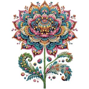 Stalente Diamond Painting Kits for Adults Lotus, 5D Special Shape Diamond Art Kits for Beginners, Crystal Rhinestones Diamond Painting for Home Wall Decoration Gift 12×12inch, Flower