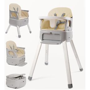4-in-1 Portable High Chair for Babies and Toddlers Indoor/Outdoor, Foldable Booster Seat Compact, Convertible Travel Baby High Chair for Restaurant Dishwasher Safe Tray, 5-Point Harness & Footrest in Kuwait