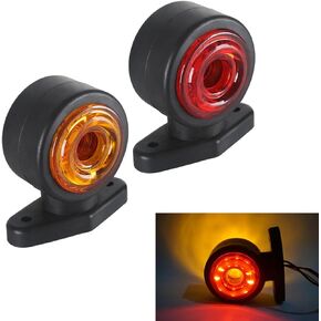 Vechkom 2X 16 LED Side Marker Lights 12/ 24V Trailer Side Lamp E8 Double-Sided Warning WhiteYellow light for Truck RV Caravan