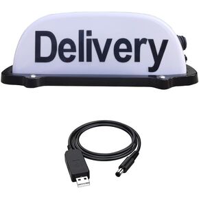 FUNGNLY USB Rechargeable Delivery Sign Light,Delivery Light Sign for Car,Roof Delivery Sign with Magnetic Waterproof For Cab Roof Top Illuminated Sign (GREEN)