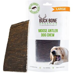 Buck Bone Organics Dog Chews, Moose Antlers for Dogs, Long Lasting Dog Bones for Aggressive Chewers, All Natural, No Preservatives, Wild Shed in The USA (Large)