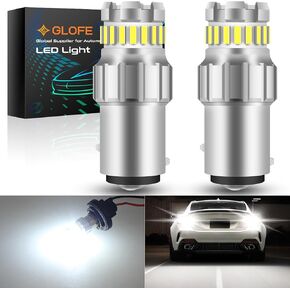 GLOFE 1157 1004 LED Bulb for Reverse Lights, Super Bright 7528 2357 2057 BAY15D LED Light Bulbs for Backup Reverse Signal Blinker Tail Parking DRL Brake Lights, 6000K Xenon White
