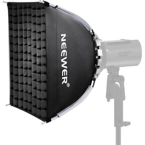 NEEWER 15.7"x15.7" Quick Setup Foldable Softbox Square with Diffusers/Honeycomb Grid/Bag, Bowens Mount Compatible with Godox Aputure 120d Continuous Video Lights Q4 Studio Flash Strobes, NS15S