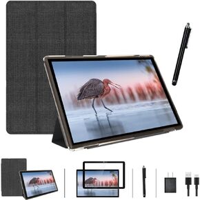 ZZB Tablet 2 in 1 Tablet with Keyboard Case Mouse Stylus Touch Screen Protector Film, 10 inch Tablet Android Tablets PC, 10.1" HD Tab 6000mah Battery 32GB+512GB Expandable Tableta Computer Pink Tab.