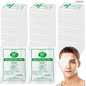 200 قطعة من وسادات العين البيضاوية من Timgle، شاش ماص، ملفوف بشكل فردي، رقعة عين طبية للإسعافات الأولية، وسادات ناعمة للعناية بالجروح، وحماية الملابس من الجروح in Kuwait