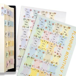 48-Piece Monthly Tab Stickers for Planners - Colorful Neutral Metallic Planner Stickers, Decorative Monthly Adhesive Index for Office and Study, Designer Accessories (Oil Painting Trace)