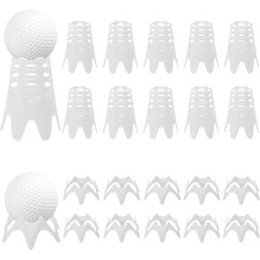 20pcs Golf Tees, Plastic Golf Simulator Tees Practice Golf Tees Indoor Outdoor White Rubber Golf Mat Tees Golf Training Accessories for Home Outside Winter Turf Driving Range (10 Tall + 10 Short)