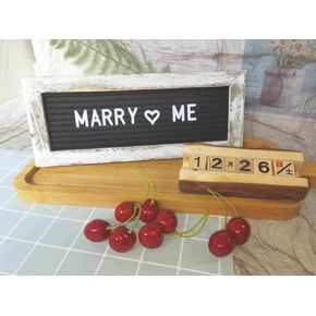 JHDK White Small Letter Board with Changeable Letters and Numbers, Black Felt Letterboard Rustic Word Board with Letters for Baby Announcement, Creative Presents (Vintage, 10 inches x 4.5 inches)