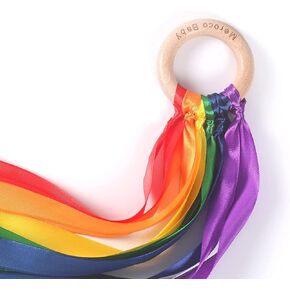 MEROCO قوس قزح اليد طائرة ورقية الشريط اللعب الخشبية والدورف لعب الطفل مونتيسوري الألعاب الحسية للأطفال الصغار 3 سنوات من العمر فتاة بنين 2 قطعة in Kuwait
