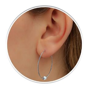 Black Hoops Earrings For Women, 925 Silver Black Ear Rings Jewelry, 20G Hoops For Ear, Opal Ear Jewelry 1 inch diameter