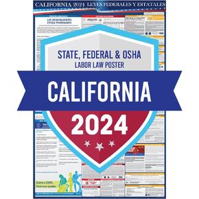 COMPLIANCE AUDIT CENTER 2024 California State and Federal Labor Laws Poster - Spanish Version - OSHA Workplace Compliant - All in One Required 24" x 36" - Laminated (Spanish)