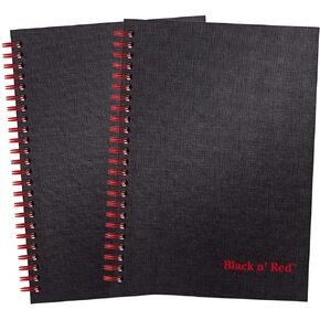 Black n' Red Notebook, Durable Hardcover, Premium Optik Paper, Scribzee App Compatible, Environmentally Friendly, Spiral Binding, 8-1/4" x 5-1/4", 70 Double-Sided Ruled Sheets, (Pack of 2)