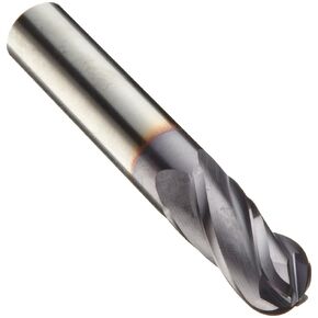 Niagara Cutter N46470 Carbide Ball Nose End Mill, Metric, AlTiN Finish, Roughing and Finishing Cut, 30 Degree Helix, 4 Flutes, 51mm Overall Length, 5mm Cutting Diameter, 6.000mm Shank Diameter