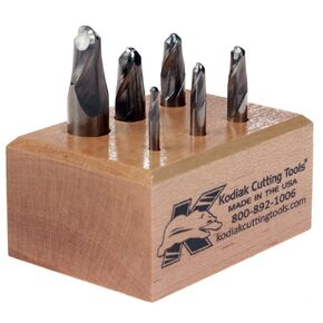 Kodiak Cutting Tools LD-B4PZ-OVEL USA Made Micrograin Carbide Ball Nose End Mill Set, 2 Flute, 1/8" to 1/2" (Pack of 6)