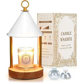Candle Warmer Lamp,with Timer and Dimmable Flameless Scented Candle Wax Warmer,Bi Metal Shade Anti-scald Design Electric Candle Melter for Jar Candles with 2 Bulbs for Home Decor and Gift-Black