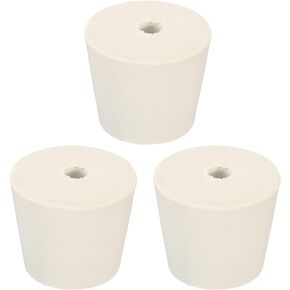 MECCANIXITY Rubber Tapered Plug 25mm to 33mm with 8mm Hole Test Tubes Bungs Stopper White for Lab Home 3 Pieces