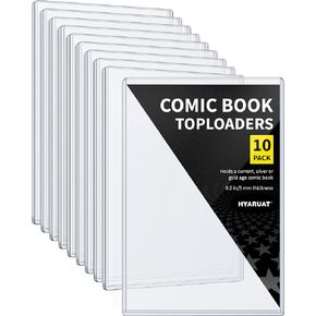 HYARUAT Comic Book Top Loaders - Protector Hard Case Sleeve, Toploader Holder for Silver Age and Current Comics, 10 Pack