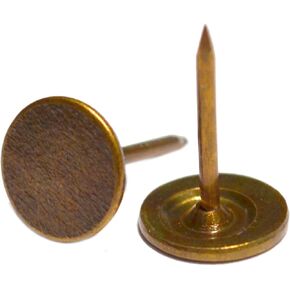 100 Pcs Bronze Flat Head Nail Vintage Decorative Round Tacks Brass Upholstery Snag Thumb Stud Antique Copper Push Pin for Furniture Sofa Chair Wood Case (Head Dia:1/2", Height:3/4")