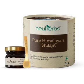 Neuherbs Pure & Original 100% Ayurvedic Himalayan Shilajit/Shilajeet Resin 20G with 75% Fulvic Acid for Men & Women | Energy Boost & Immune Support | Lab Tested 20G Pack of 1 Black