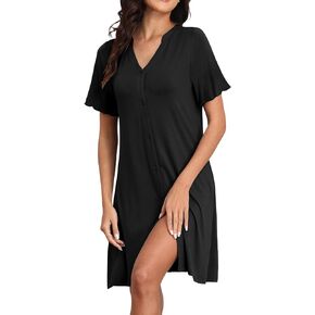 HiMONE Nightgowns for Women Button Down Pajamas Viscose from Bamboo Soft Labor and Delivery Gown
