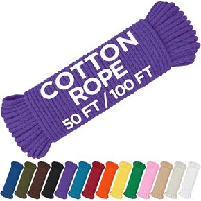 TECEUM Macrame Cord – 3 mm x 100 yd – All-Purpose Natural Cotton 3 ply Macrame Rope – for Decor, Wall Hanging, Plant Hangers, Crafts, Gardening, Knitting, DIY Project, Indoor & Outdoor Use – Natural