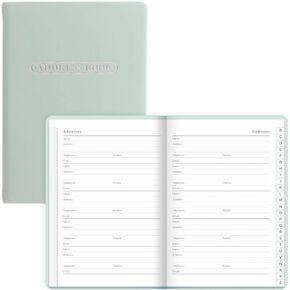 Letts Pastel A5 Address Book, White Paper, 192 Pages, 8.25 x 5.75 x 0.375 Inches, Duck Egg (B090039)