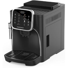 PAKROMAN Fully Automatic Coffee Machine,With a 19 Bar Italian Ulka pump, with Classic Frother,Four Coffee Varieties, Intuitive Touch Display, and Conical Burr Grinder (black)