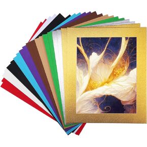 Picture Mat Double Photo Matting Pack of 20 Mixed Colors : 12x10 Frame Matting for 7.4x9.4 Photos- Mixed Colors Photo Mat for Photos Prints Artwork