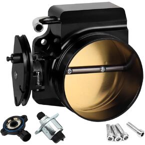92MM Fuel Injection Throttle Body for GM Gen III LS1 LS2 LS3 LS6 LS7 SX LS LSX Intake Manifold with TPS Throttle Position Sensors 4 Bolt Aluminum - Drive by Wire (Silver)