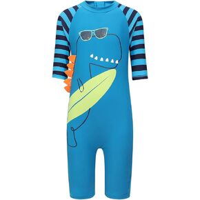 PHIBEE Boys' One Piece Rash Guard Swimsuit Short Sleeve UPF 50+ Sun Protection Bathing Suits