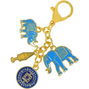 Feng Shui Elephant & Rhinoceros With Ksitigarbha Staff Amulet Keychain Wealth Porsperity New Year Christmas Gift W5476