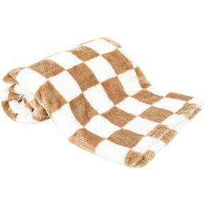 Checkered Baby Blanket for Girls Boys Soft Fleece Fluffy Fuzzy Chessboard Grid Toddler Blanket for Kids Lightweight Bed Blanket for Infant or Newborn Home Decor (Black)