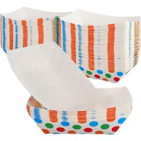 150 قطعة من قوارب الطعام الورقية سعة 3 رطل، صواني ورقية شديدة التحمل، زخارف منقط ناتشو للاستعمال مرة واحدة، قوارب تقديم لحفلات الامتياز، الناتشوز، البطاطس المقلية، النقانق، الفشار in Kuwait