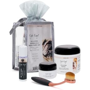 Eye Envy Bulldog Wrinkle Cleaner & Nose Care Kit | Bulldog Wrinkle Wipes, Tear Stain Powder, Applicator Brush & Dog Nose Balm | Cleans Skin Folds | Removes Stains | Helps Cracked Noses