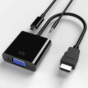 HDMI-VGA 1080P Converter, HDMI to VGA Adapter with 3.5mm Audio Jack and USB Power Supply for PC Laptop HDTV Projectors and More