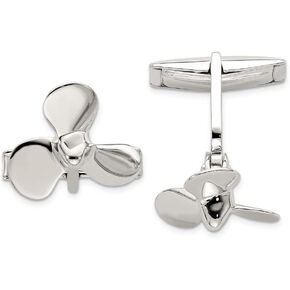 Solid 925 Sterling Silver Men's Propeller Cufflinks