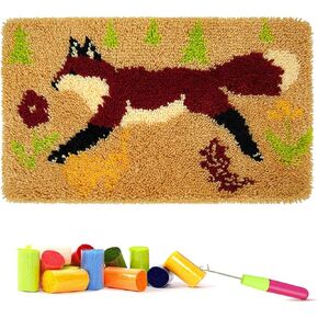 clubevy Latch Hook Kits DIY Cushion Cross Stitch Kits Embroidery for Adults Beginner DIY Needlework Rectangle Floor Desk Mat Home Decoration, Cats in Kuwait