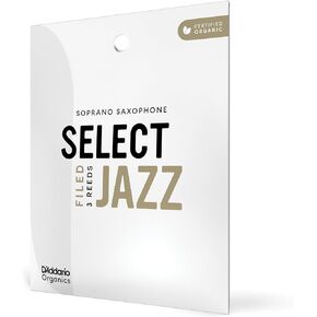 D’Addario Woodwinds - Organic Select Jazz Soprano Saxophone Reeds - Soprano Sax Reeds - Individually Sealed - Filed, Hard, Strength 2, 3-Pack