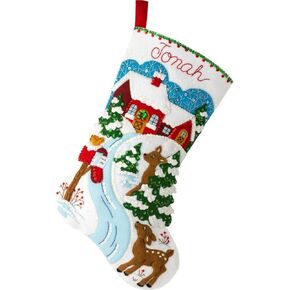 Bucilla Felt Applique 18" Stocking Making Kit, Winter Days, Perfect for DIY Arts and Crafts, 89464E