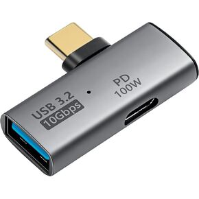 SinLoon USB C to USB 3.2 10Gbps Type C to USB A Female OTG Adapter and 100W PD Power Supply Adapter for Laptop Tablet Phone - Grey